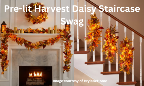 Pre lit Harvest Daisy Staircase Swag